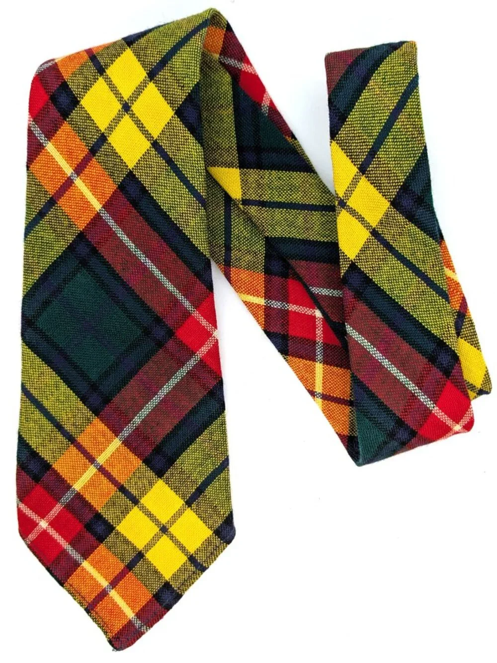 Buchanan Mens 100% Wool Necktie Scotland Designer Tartan Plaid Multi-Color EUC